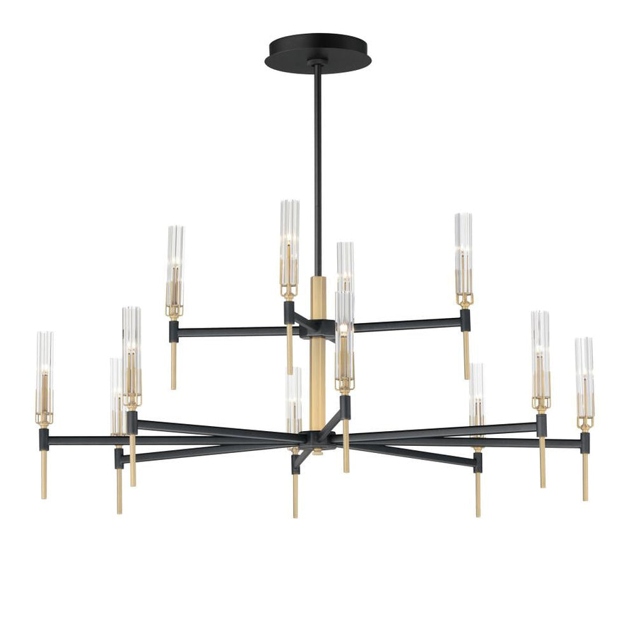 Flambeau 48 Inch Chandelier – Black / Antique Brass