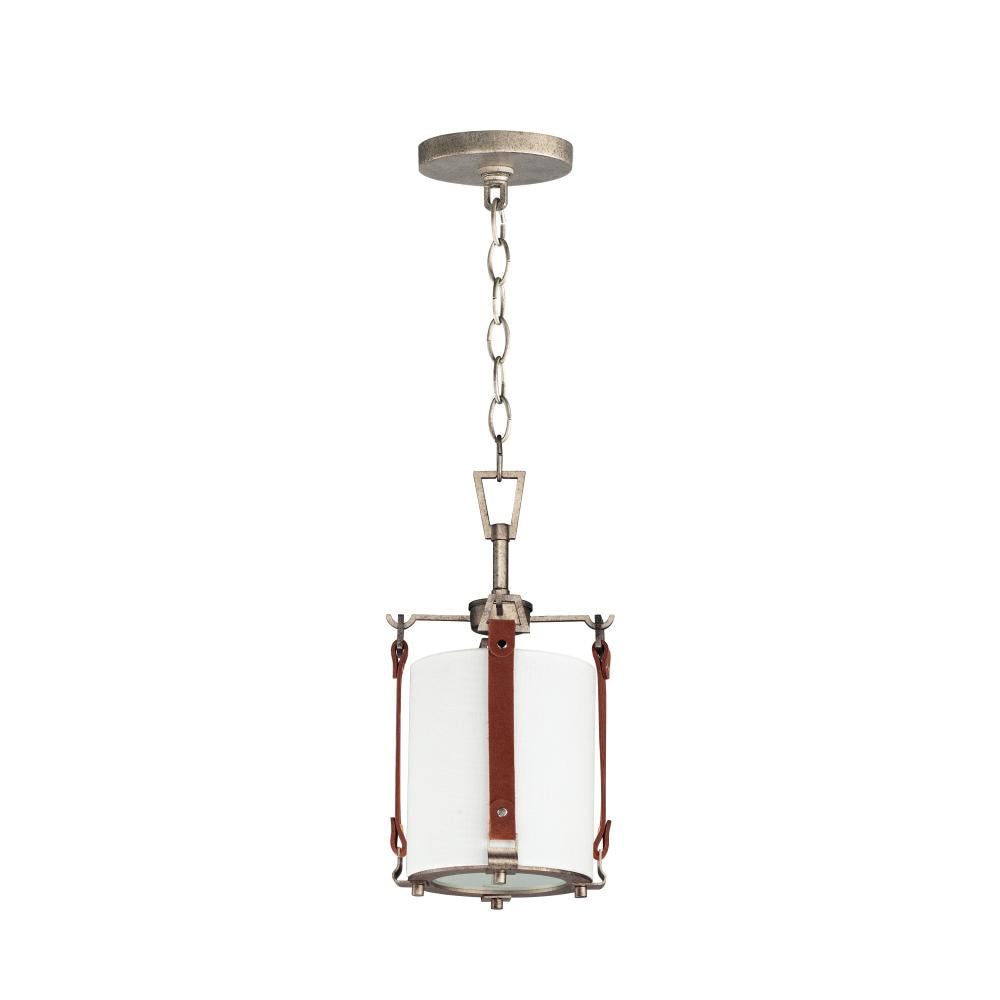 Sausalito 7.5 Inch Semi Flush Mount Light – Weathered Zinc / Brown Suede