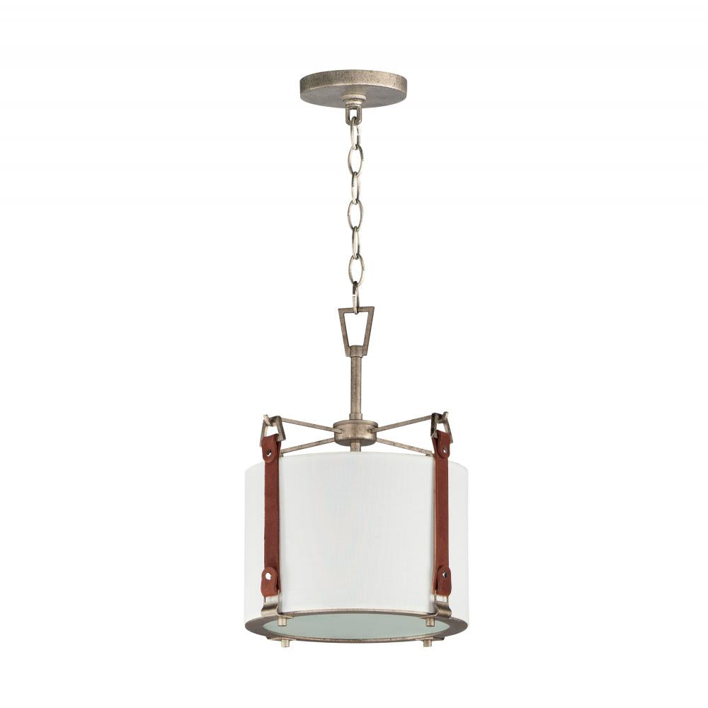 Sausalito 11.5 Inch Semi Flush Mount Light – Weathered Zinc / Brown Suede