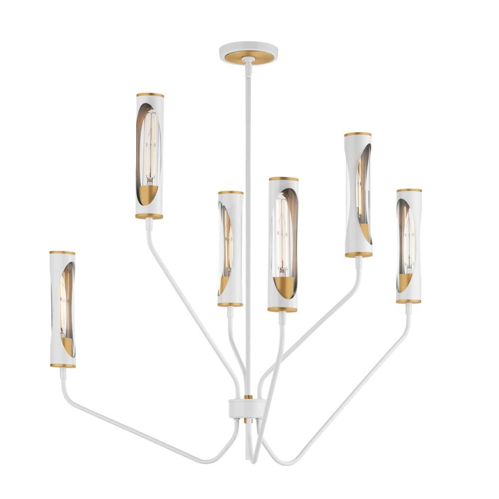 Regent 36 Inch 6 Light Multi-Tier Chandelier – Light French Gray / Natural Aged Brass