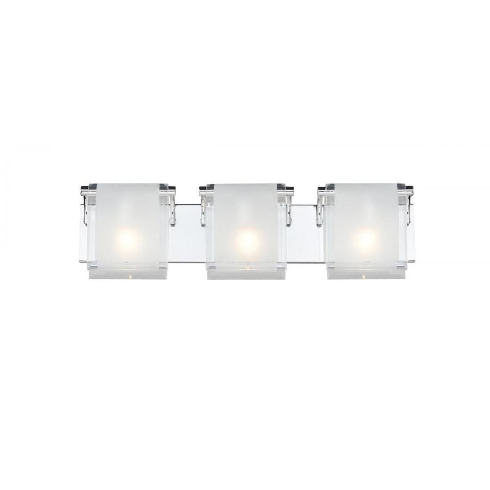 3 Light Vanity-Clear Beveled + Frosted