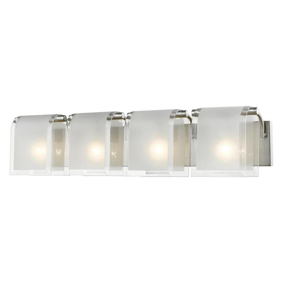 4 Light Vanity-Clear Beveled + Frosted
