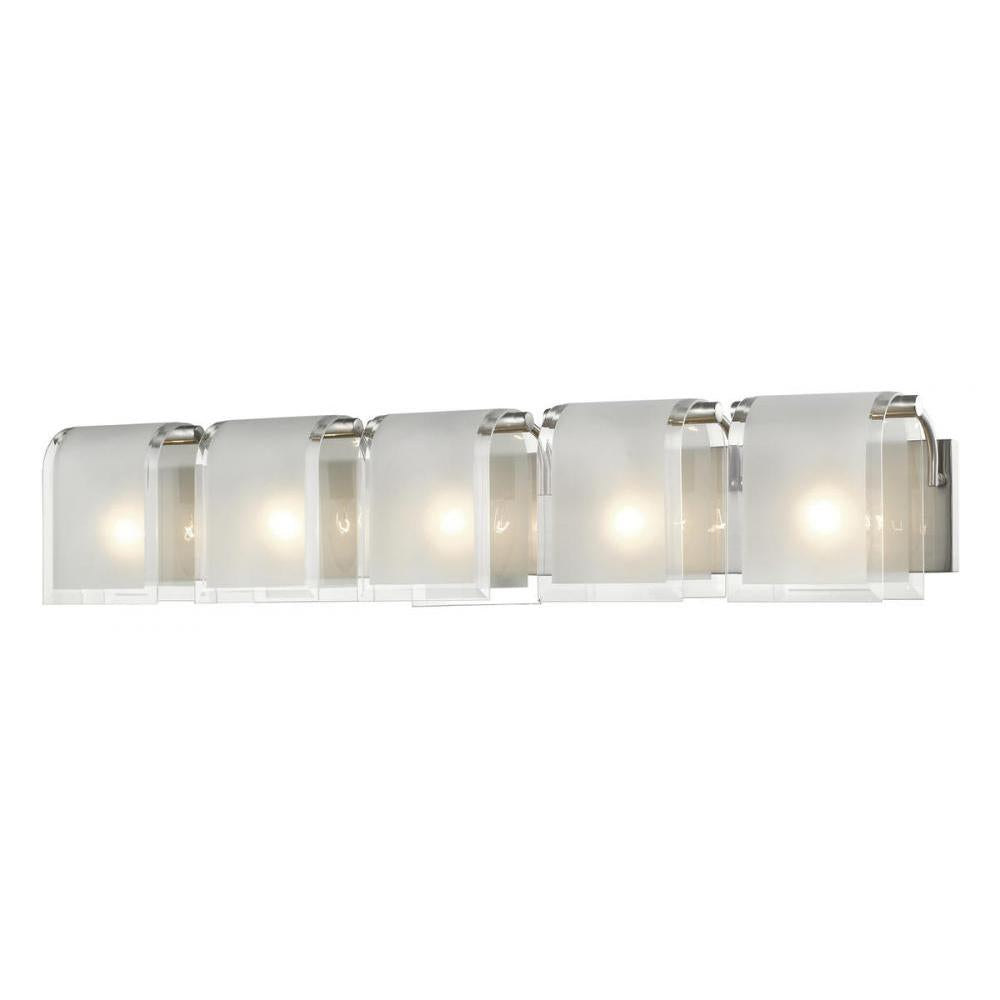 5 Light Vanity-Clear Beveled + Frosted