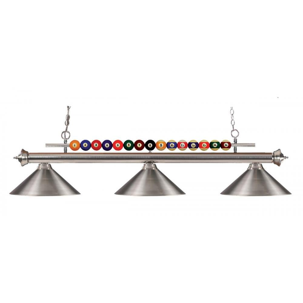 3 Light Billiard Table Light -Brushed Nickel