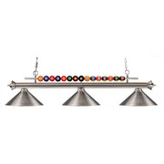 3 Light Billiard Table Light -Brushed Nickel