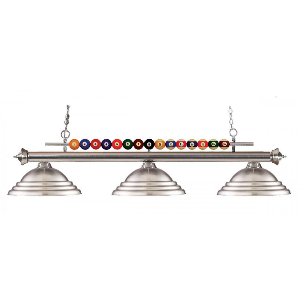 3 Light Billiard Table Light -Brushed Nickel