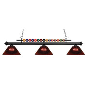 3 Light Billiard Table Light -Burgundy