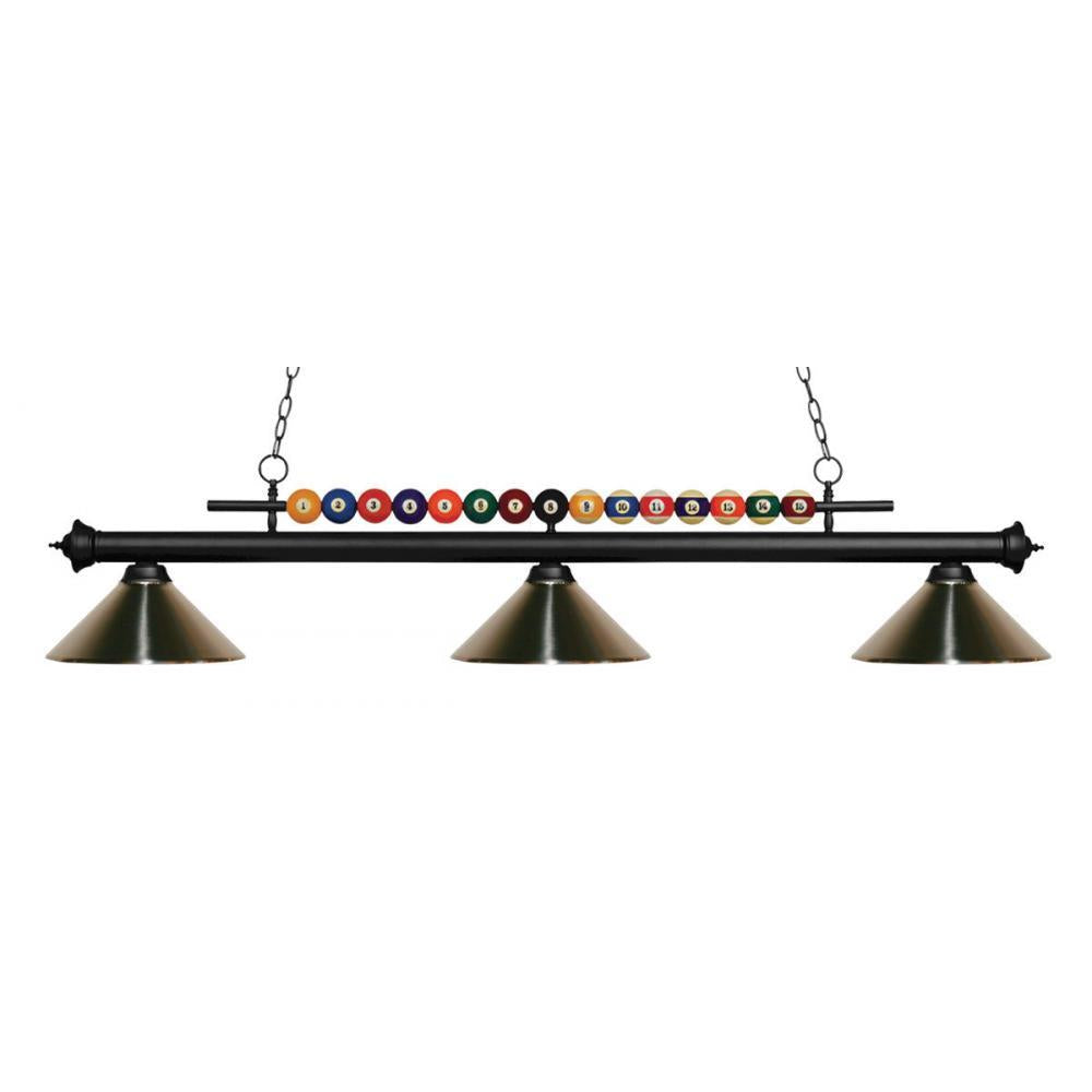 3 Light Billiard Table Light -Brushed Nickel