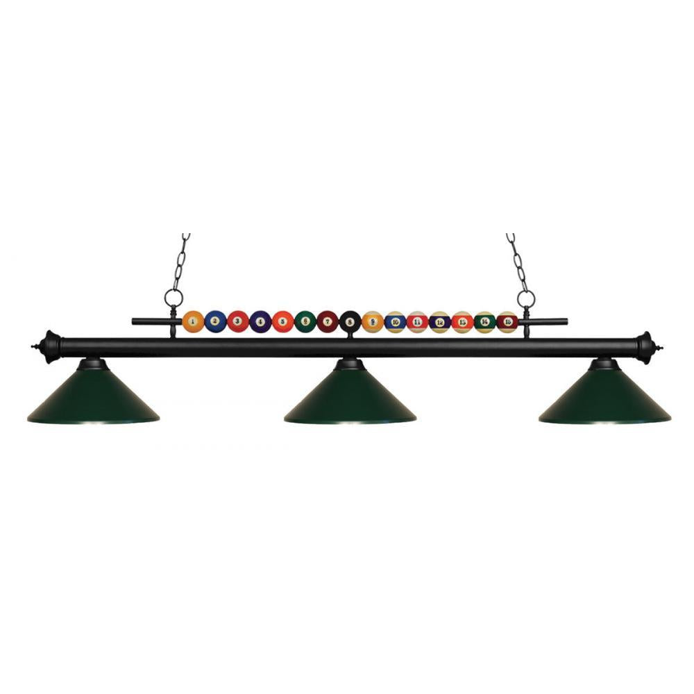 3 Light Billiard Table Light -Dark Green
