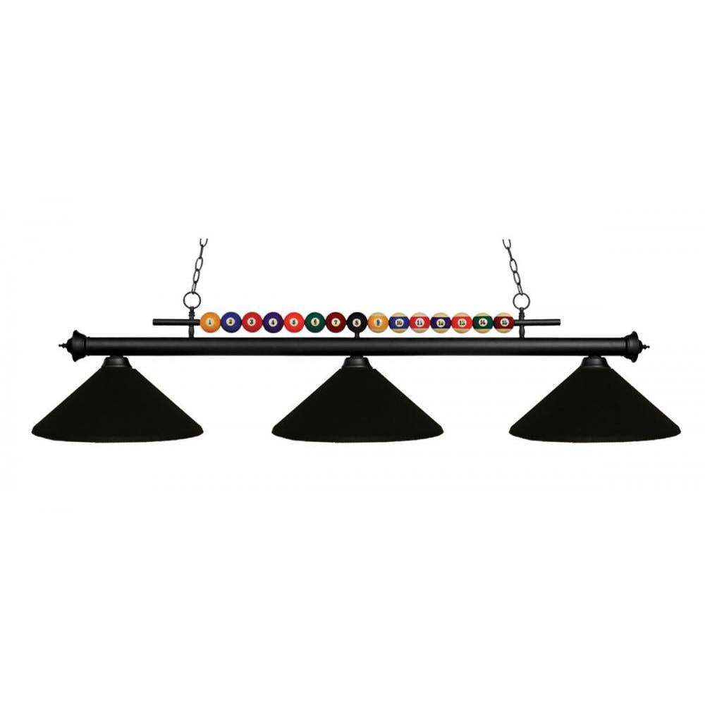 3 Light Billiard Table Light -Matte Black