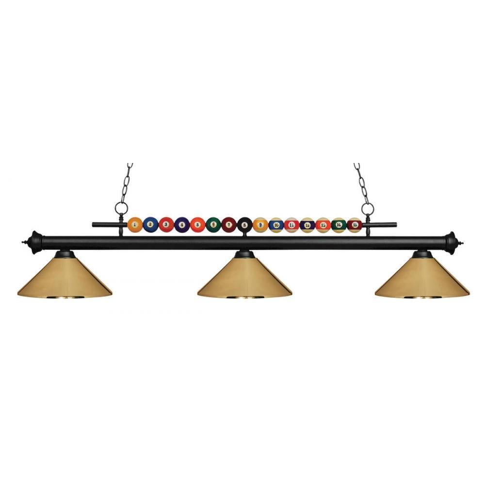 3 Light Billiard Table Light -Polished Brass