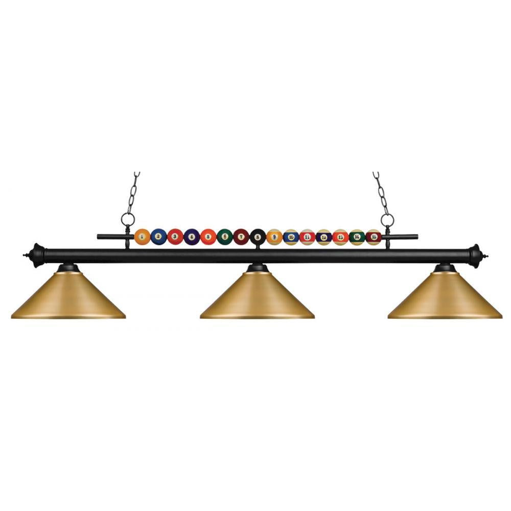 3 Light Billiard Table Light -Satin Gold