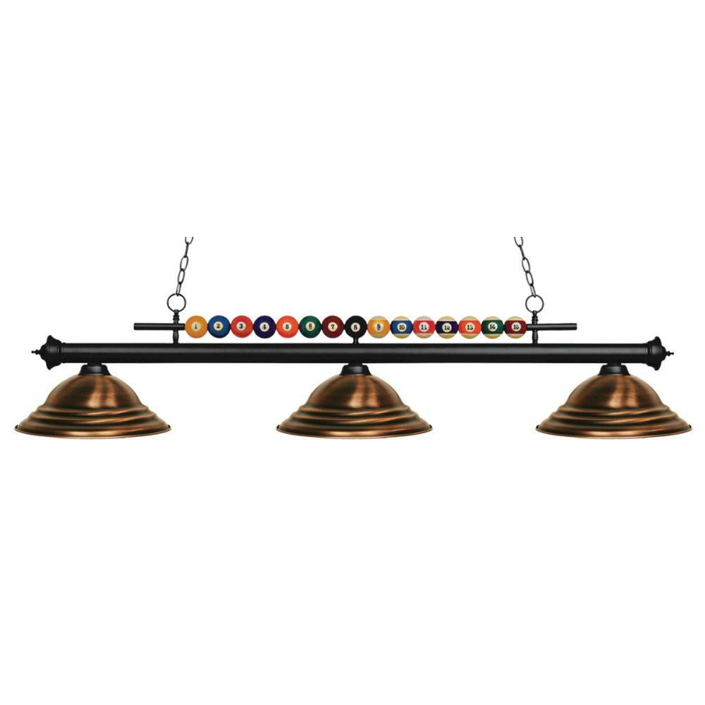 3 Light Billiard Table Light -Antique Copper