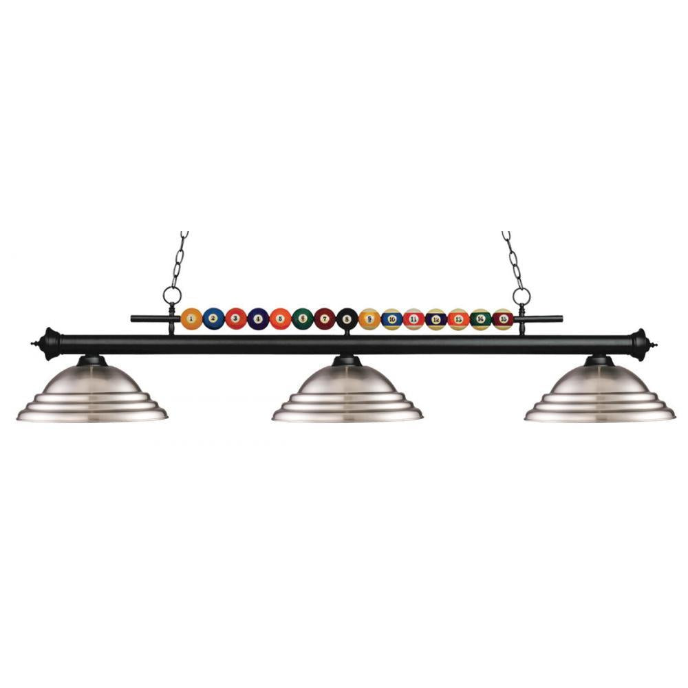 3 Light Billiard Table Light -Brushed Nickel
