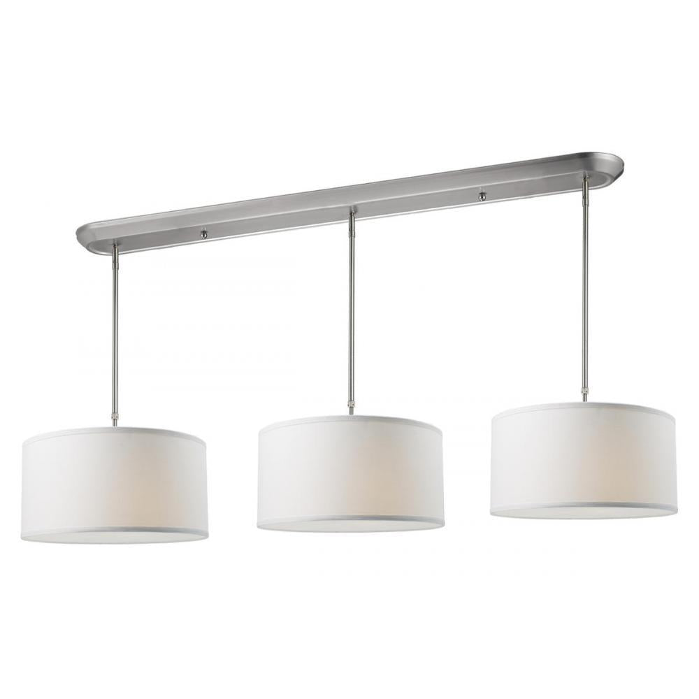 9 Light Linear Chandelier-White Linen