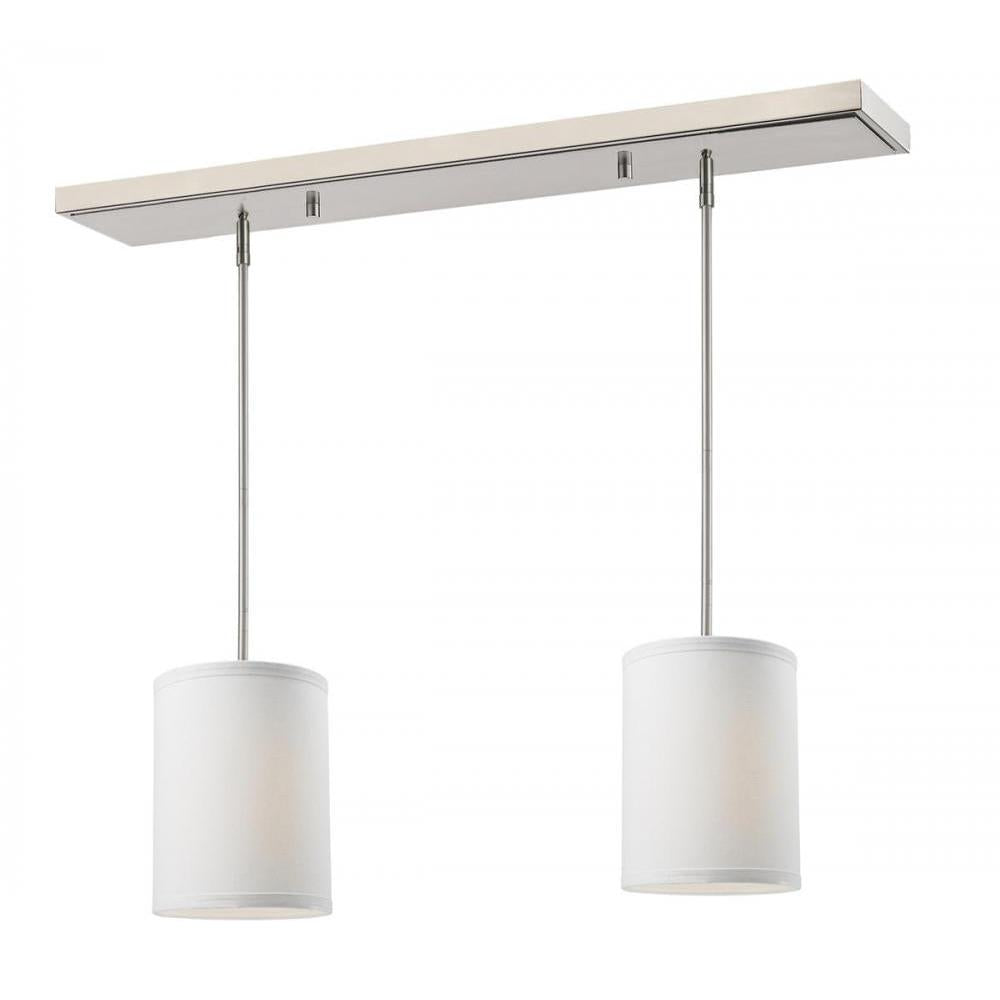 2 Light Linear Chandelier-White Linen
