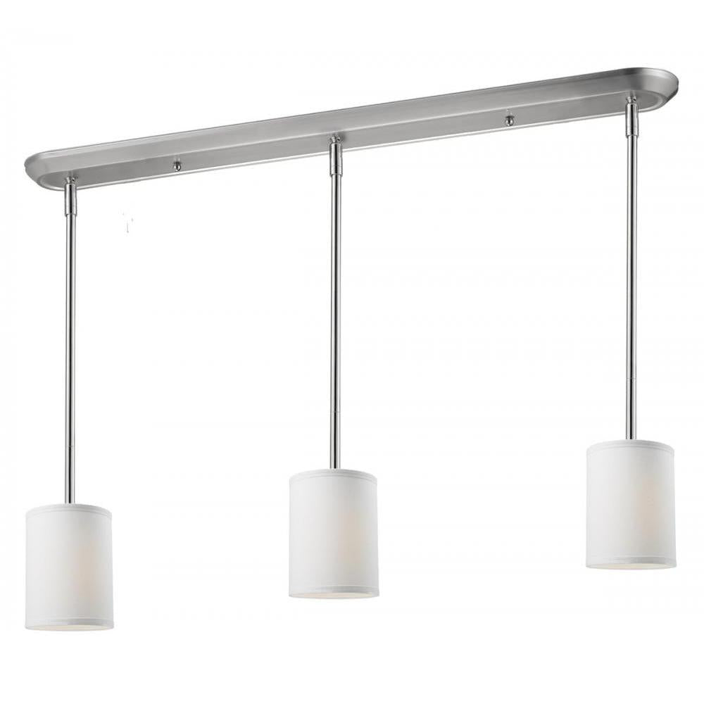 3 Light Linear Chandelier-White Linen
