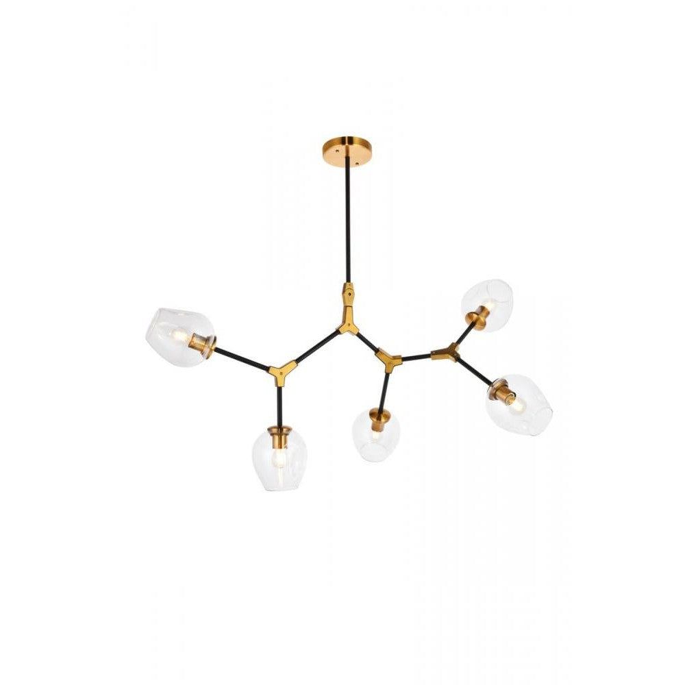 Elegant Lighting CAVOLI 1712D42LAB Pendant Transitional - Light Antique Brass And Flat Black