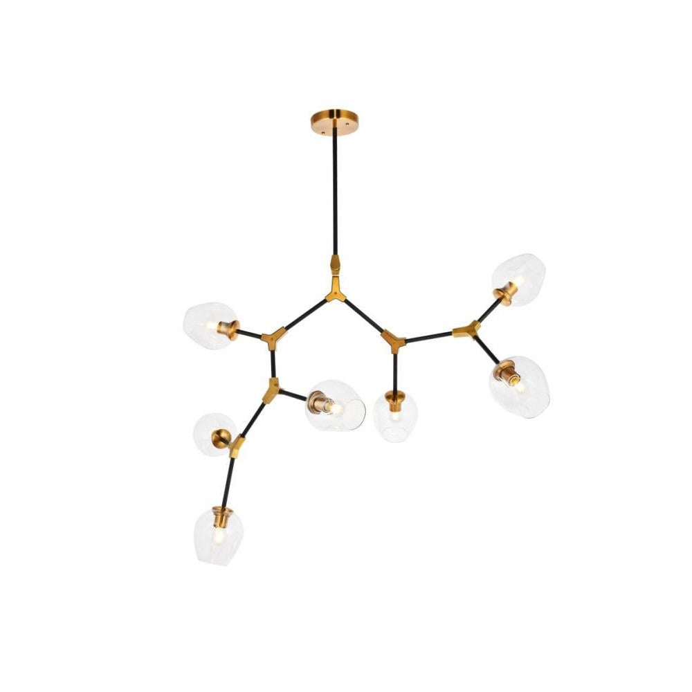 Elegant Lighting CAVOLI 1712G57LAB Pendant Transitional - Light Antique Brass And Flat Black