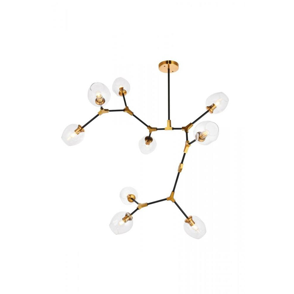 Elegant Lighting CAVOLI 1712G79LAB Pendant Transitional - Light Antique Brass And Flat Black