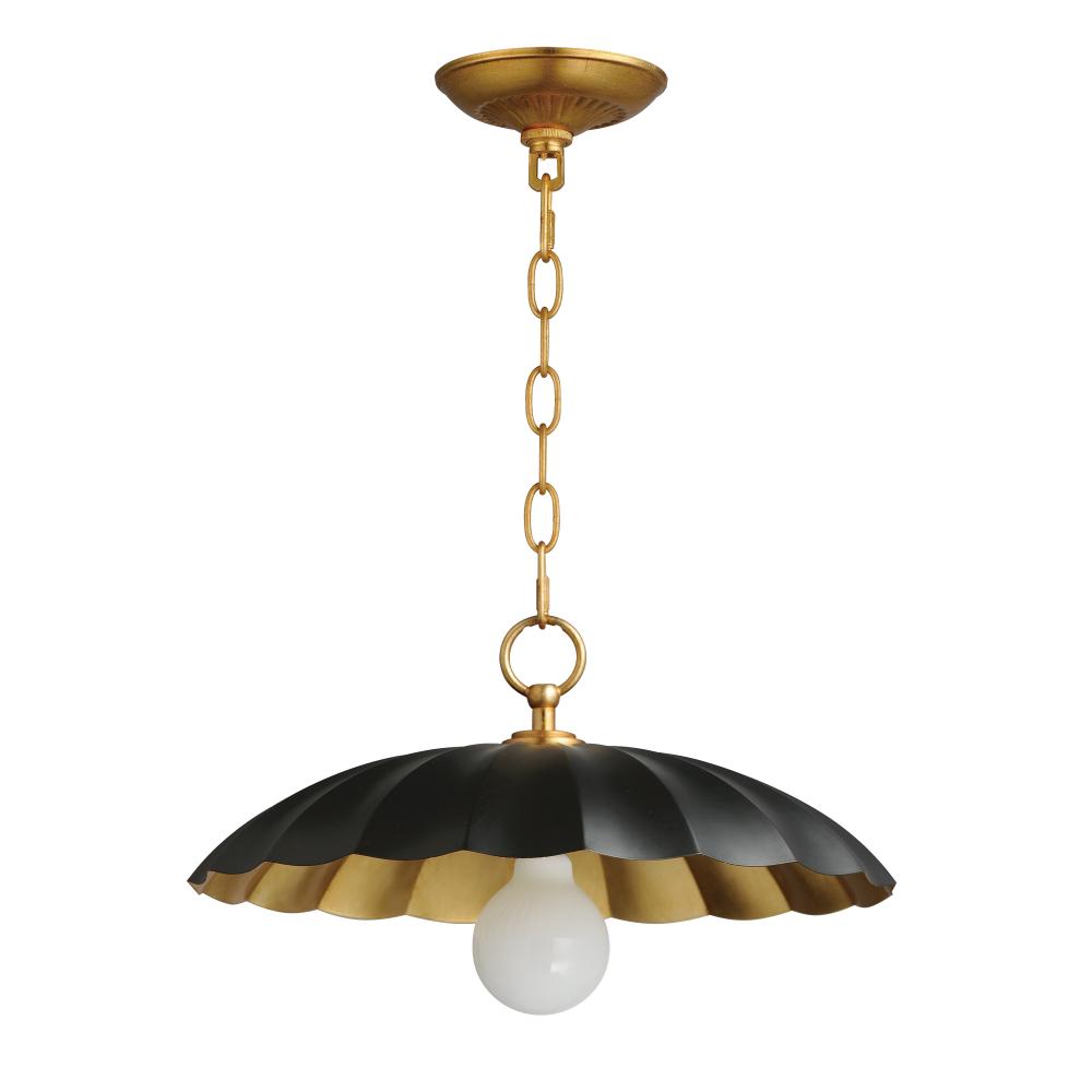 Primrose 16 Inch Semi Flush Mount Light – Black / Gold Leaf