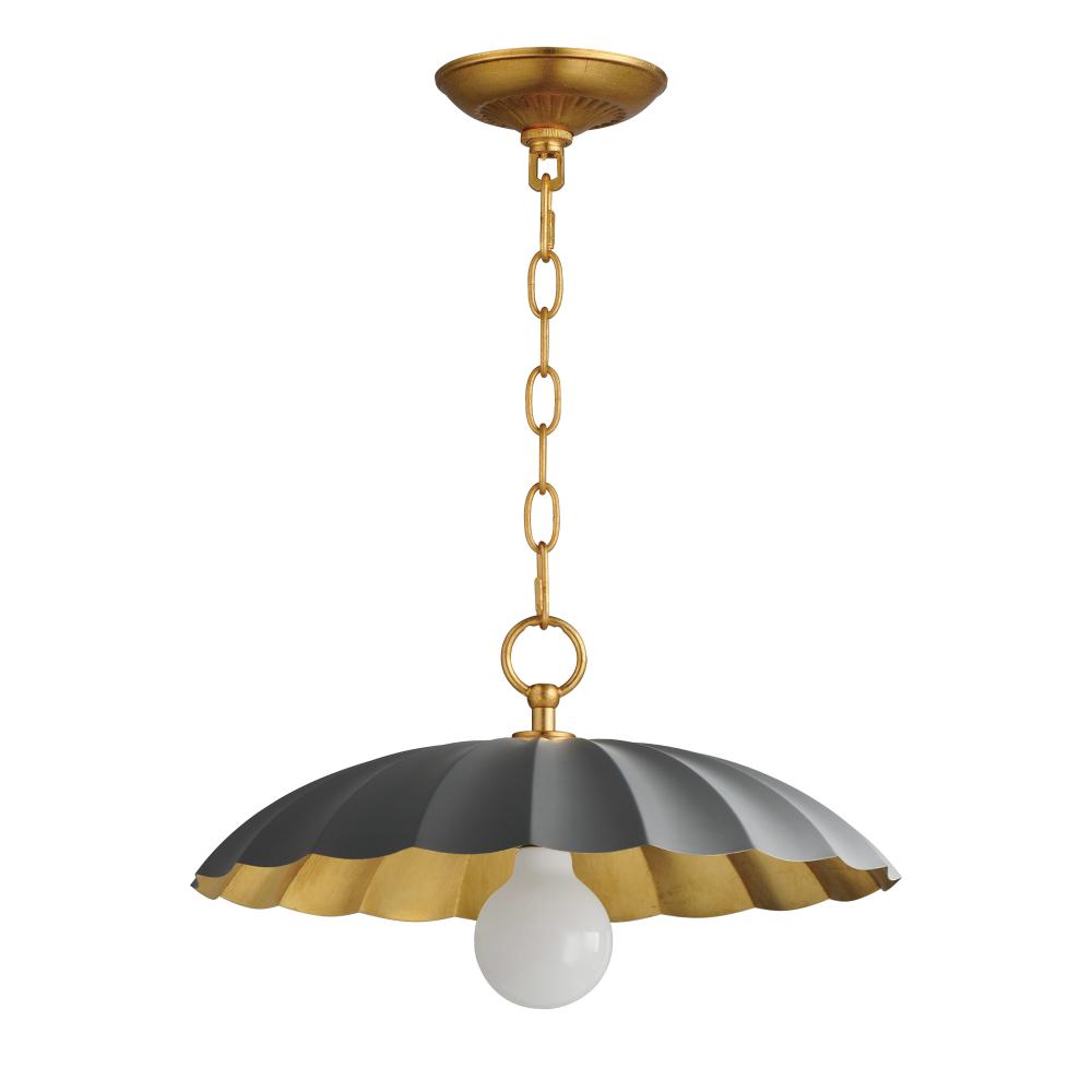 Primrose 16 Inch Semi Flush Mount Light – Dark Grey / Gold Leaf