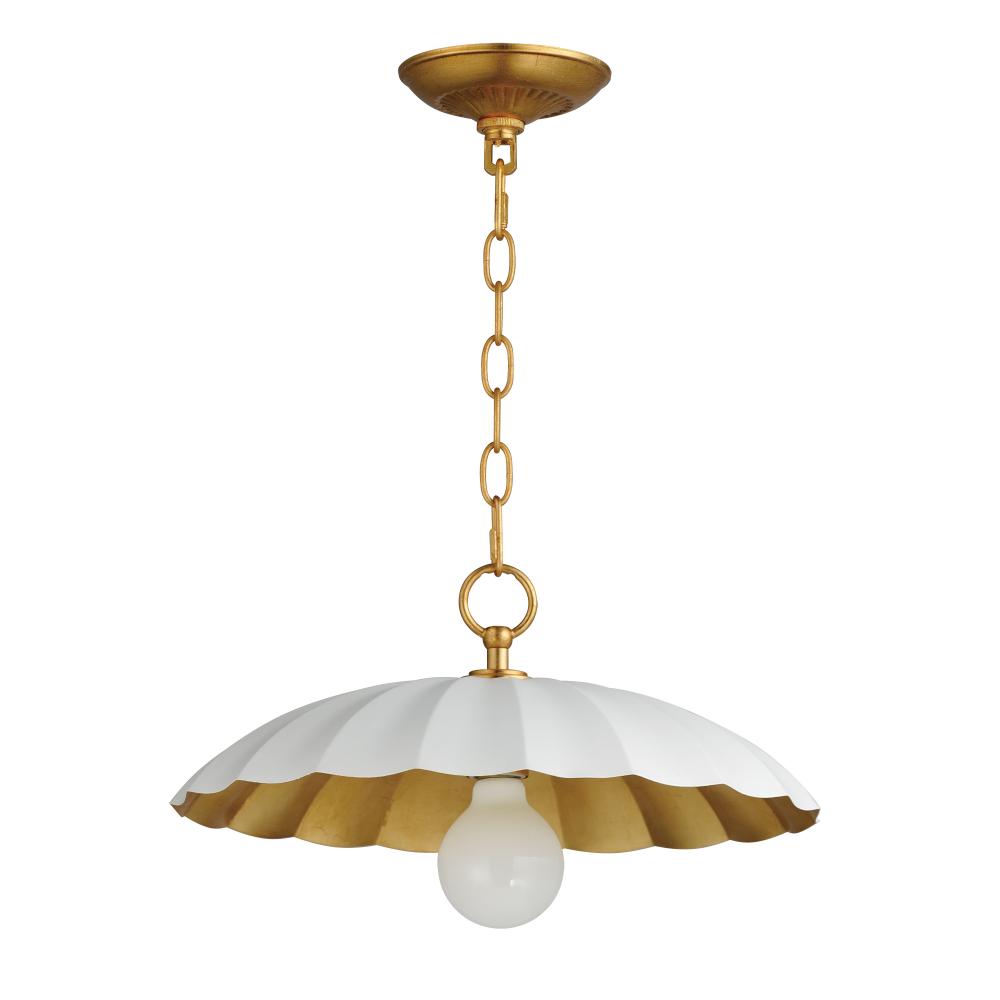 Primrose 16 Inch Semi Flush Mount Light – Matte White / Gold Leaf