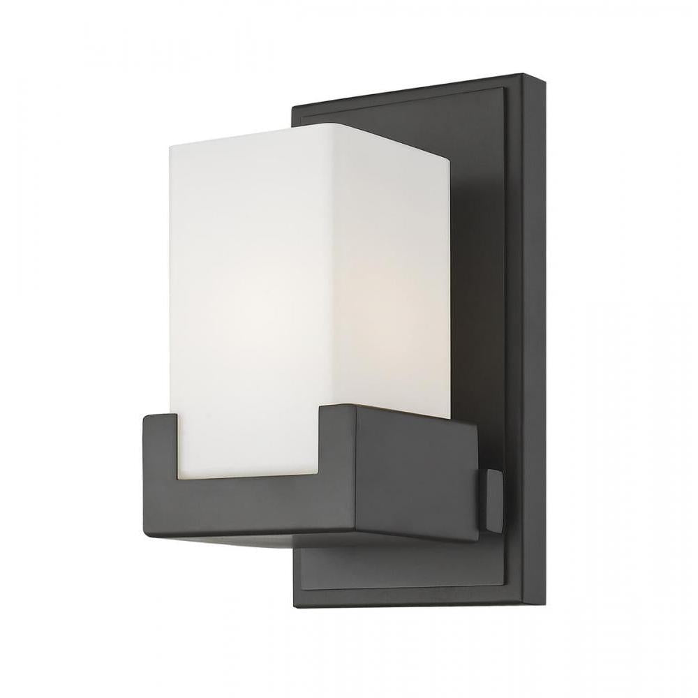 1 Light Wall Sconce-Clear Outside; Matte Opal Inside