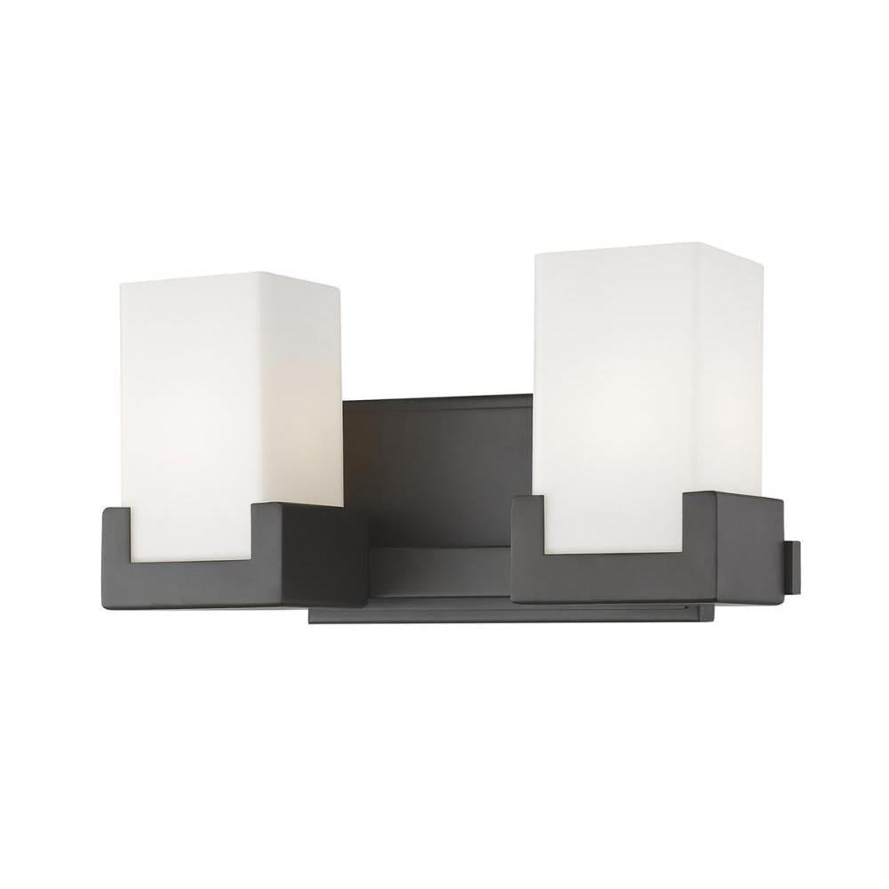 2 Light Vanity-Clear Outside; Matte Opal Inside