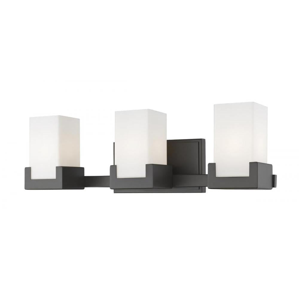 3 Light Vanity-Clear Outside; Matte Opal Inside