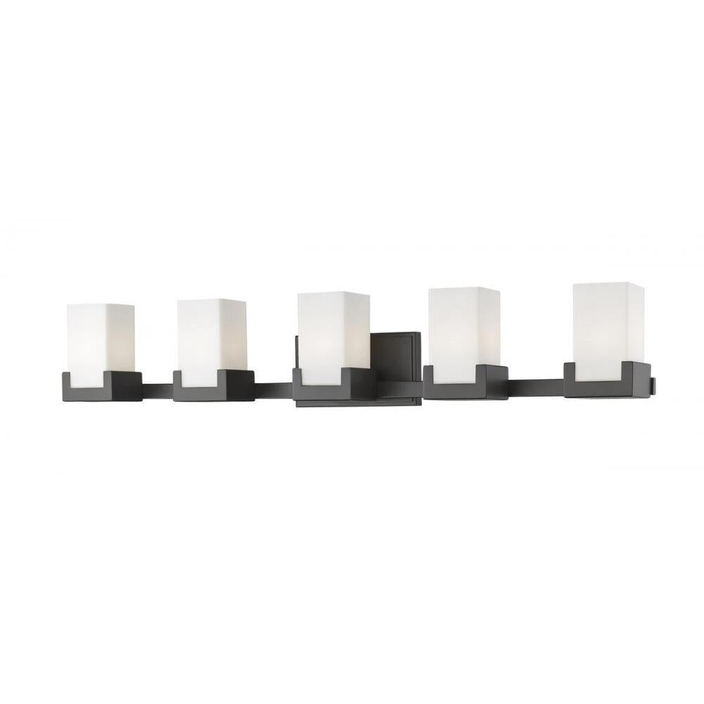 5 Light Vanity-Clear Outside; Matte Opal Inside