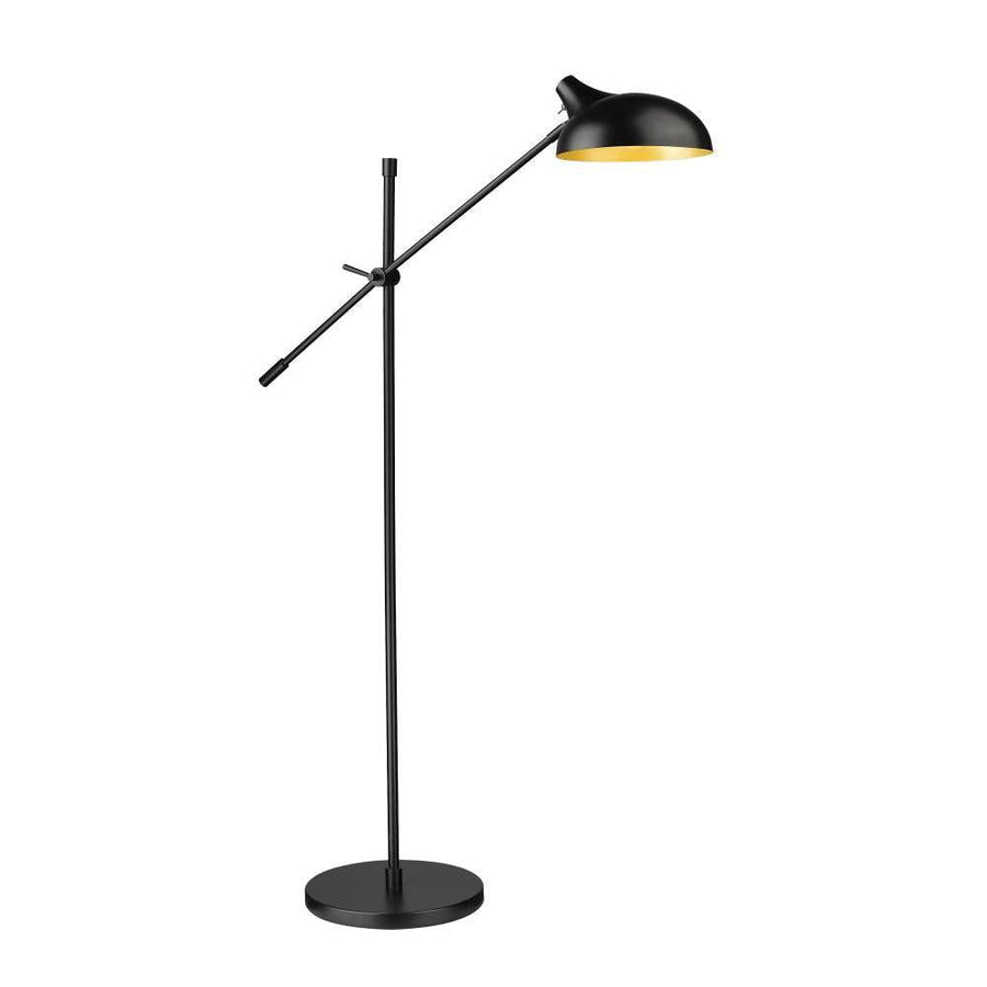 1 Light Floor Lamp-Matte Black Outer; Gold Inner