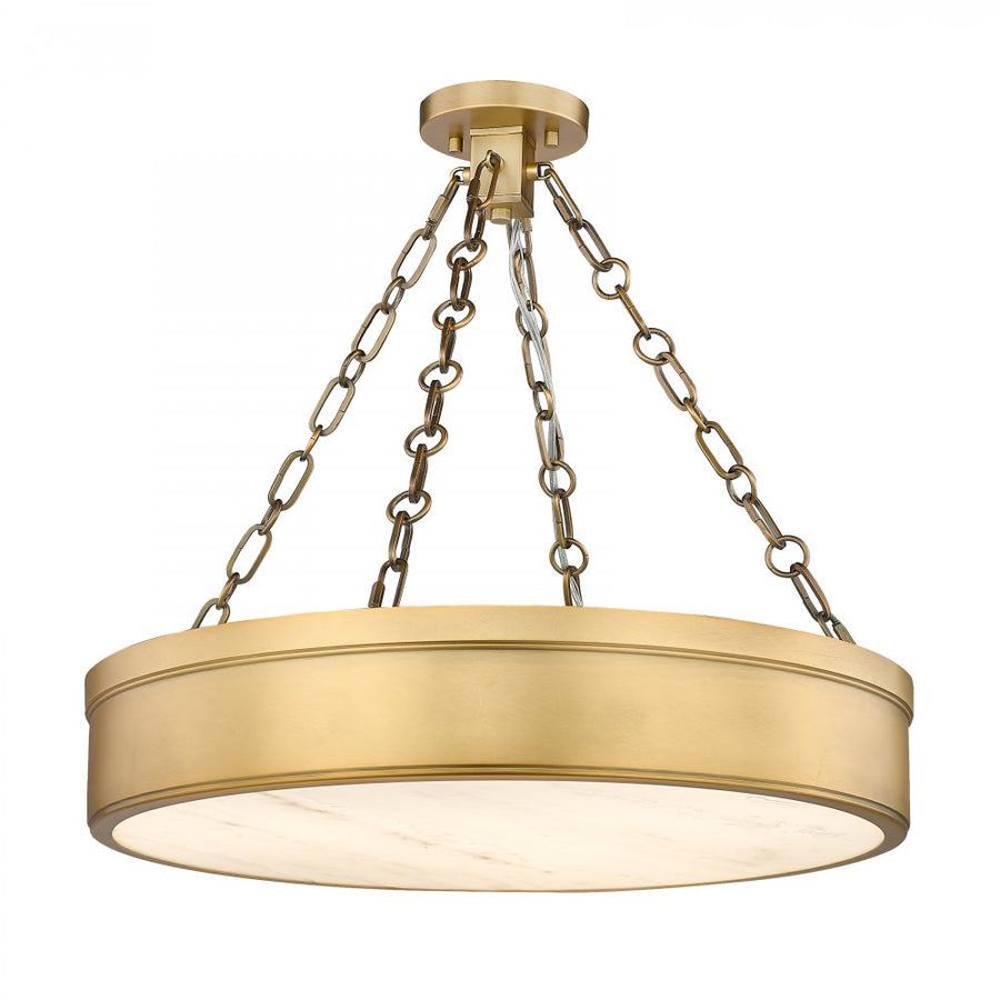3 Light Semi Flush Mount Light-Marbled