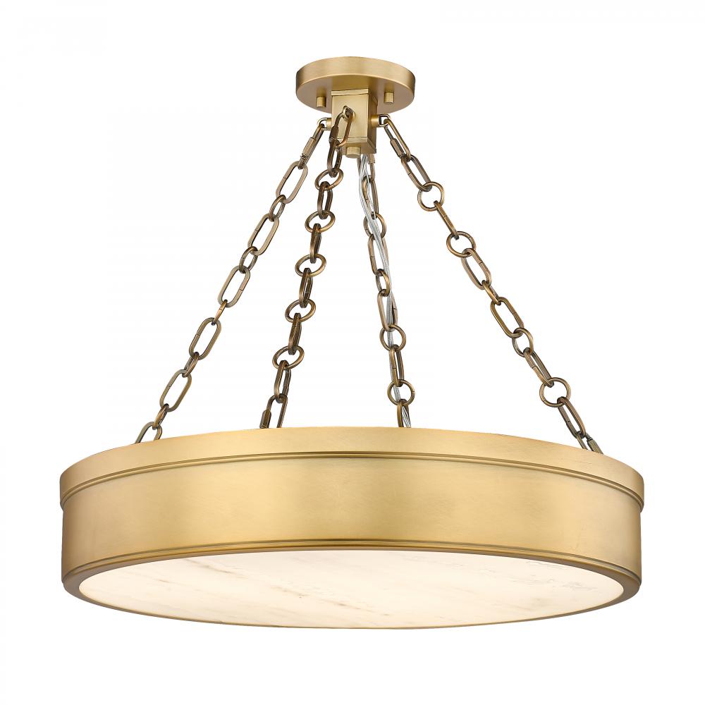 3 Light Semi Flush Mount Light-Marbled
