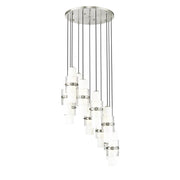11 Light Chandelier-Clear + Etched Opal