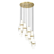 11 Light Chandelier-Clear + Etched Opal