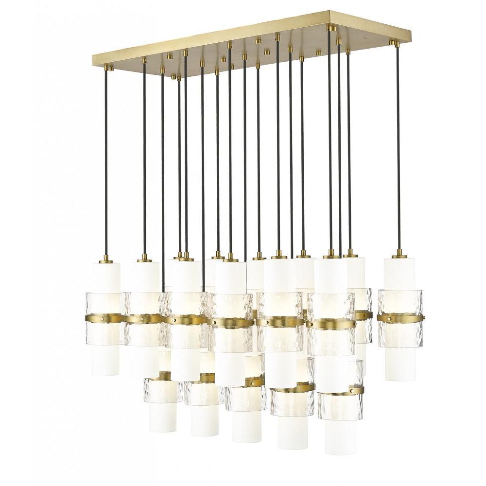 17 Light Linear Chandelier-Clear + Etched Opal
