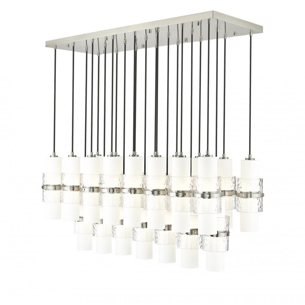 23 Light Linear Chandelier-Clear + Etched Opal