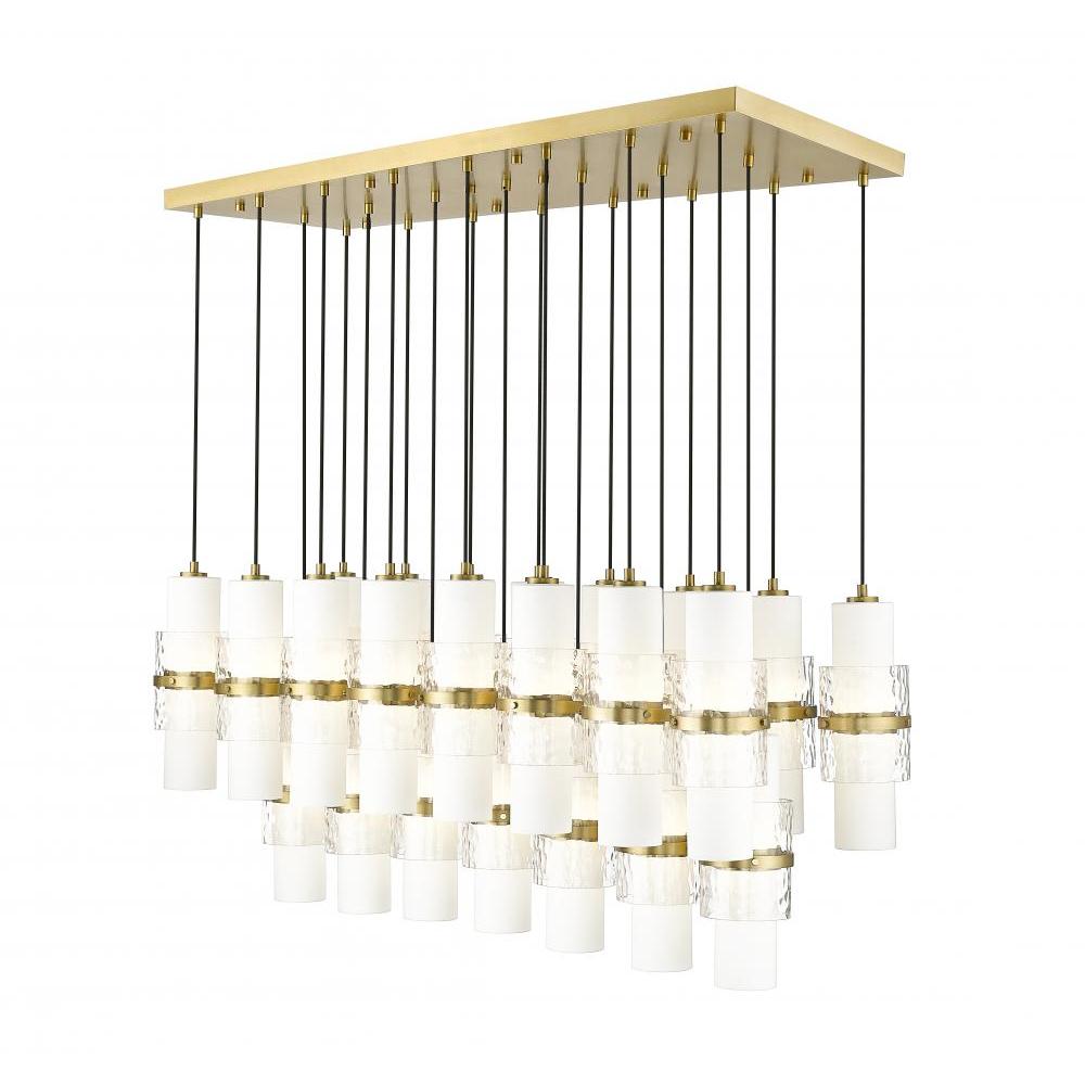 23 Light Linear Chandelier-Clear + Etched Opal