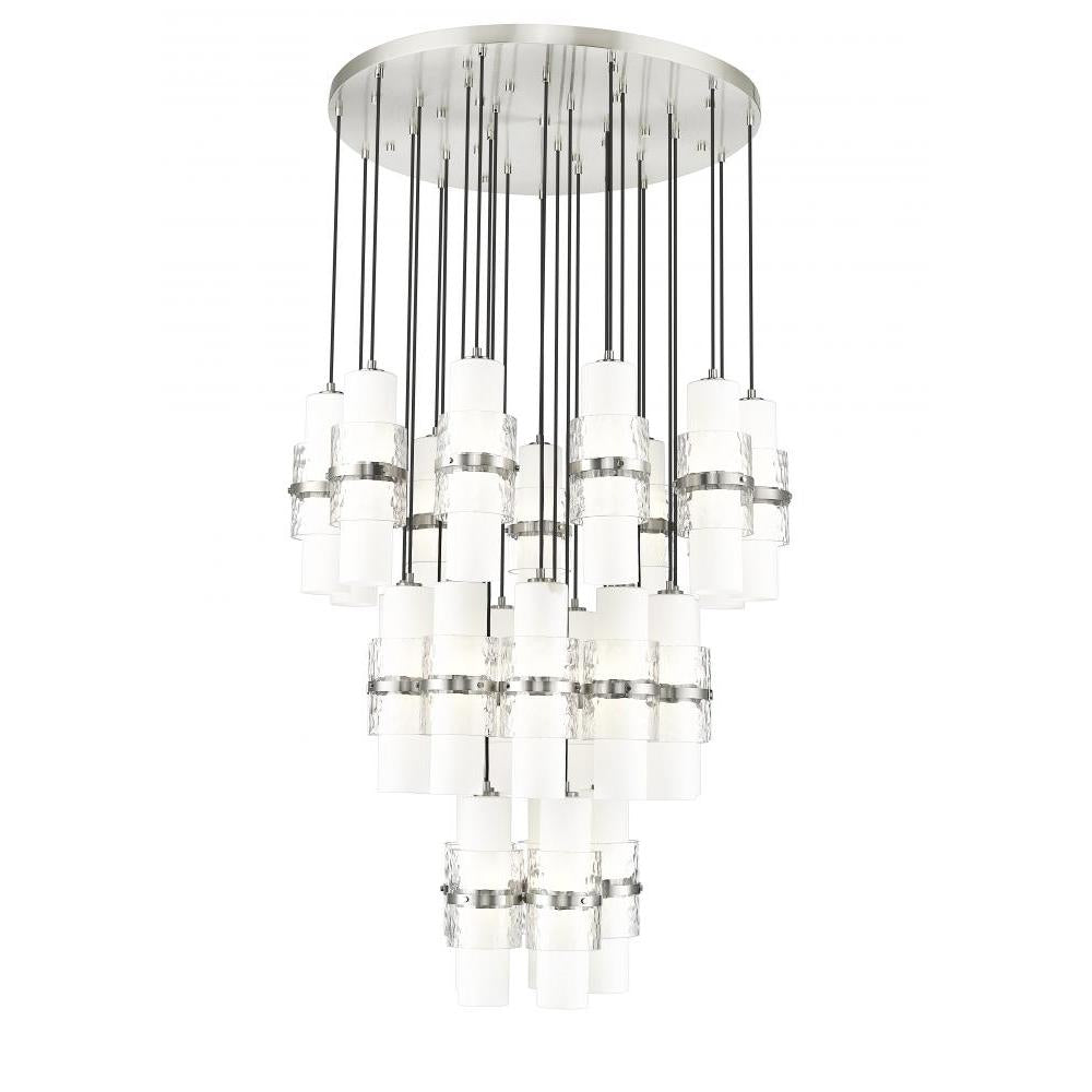 27 Light Chandelier-Clear + Etched Opal