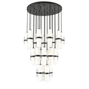 27 Light Chandelier-Clear + Etched Opal