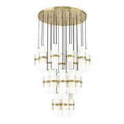 27 Light Chandelier-Clear + Etched Opal