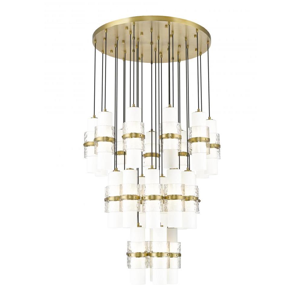 27 Light Chandelier-Clear + Etched Opal