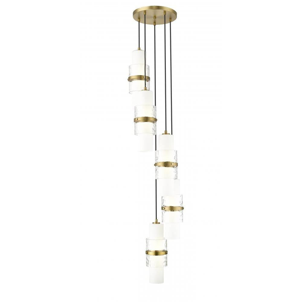 5 Light Chandelier-Clear + Etched Opal