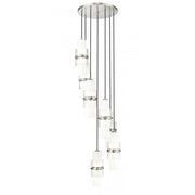 7 Light Chandelier-Clear + Etched Opal
