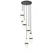 7 Light Chandelier-Clear + Etched Opal