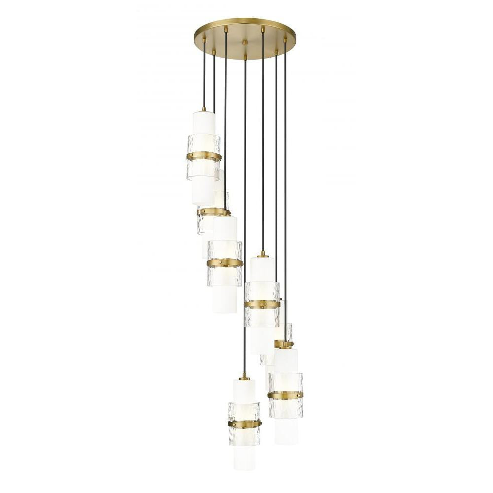 7 Light Chandelier-Clear + Etched Opal