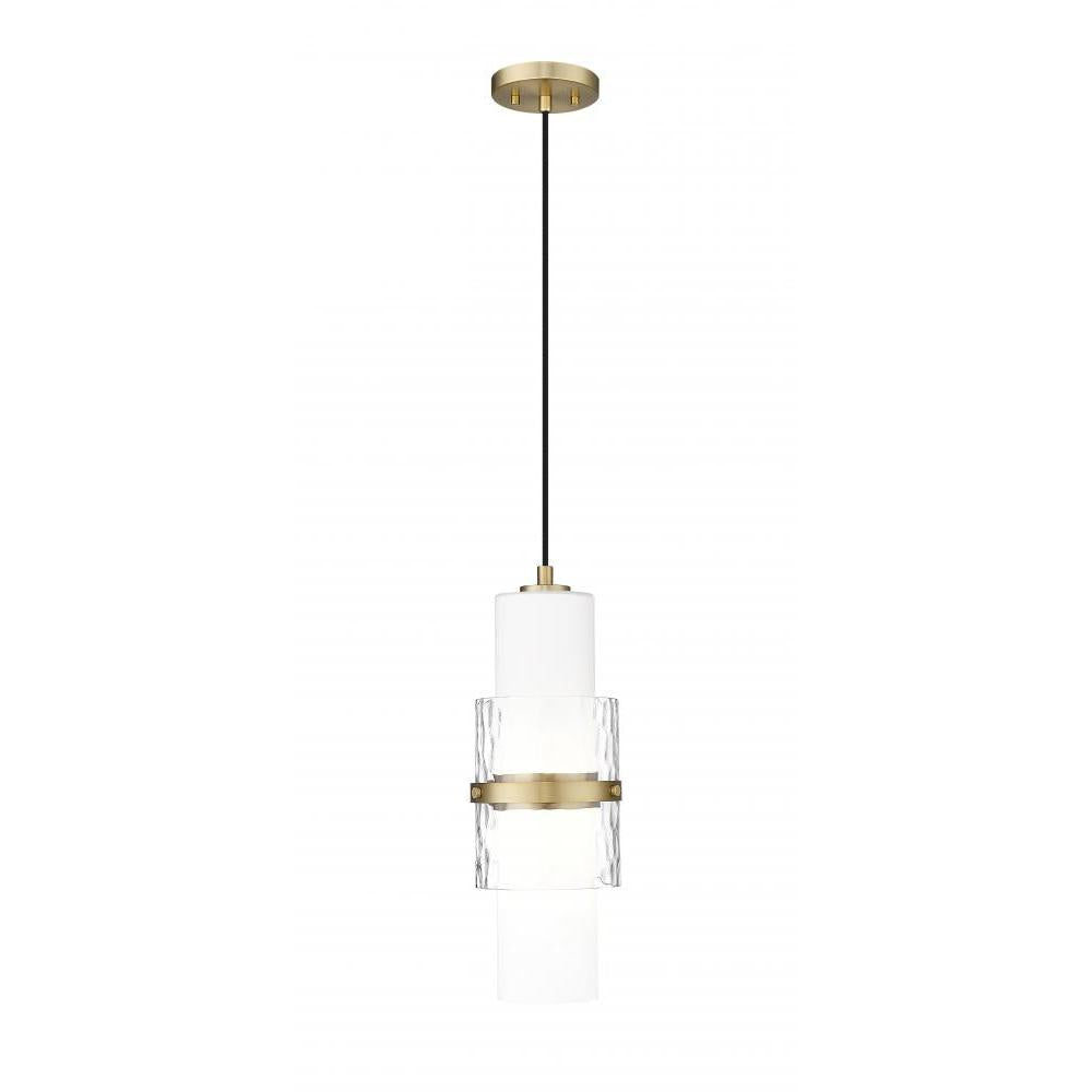 1 Light Pendant-Clear + Etched Opal