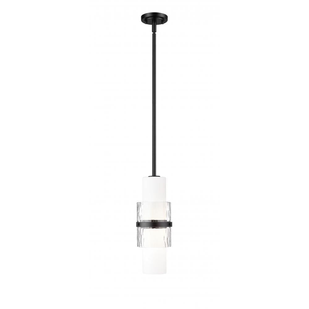 1 Light Pendant-Clear + Etched Opal