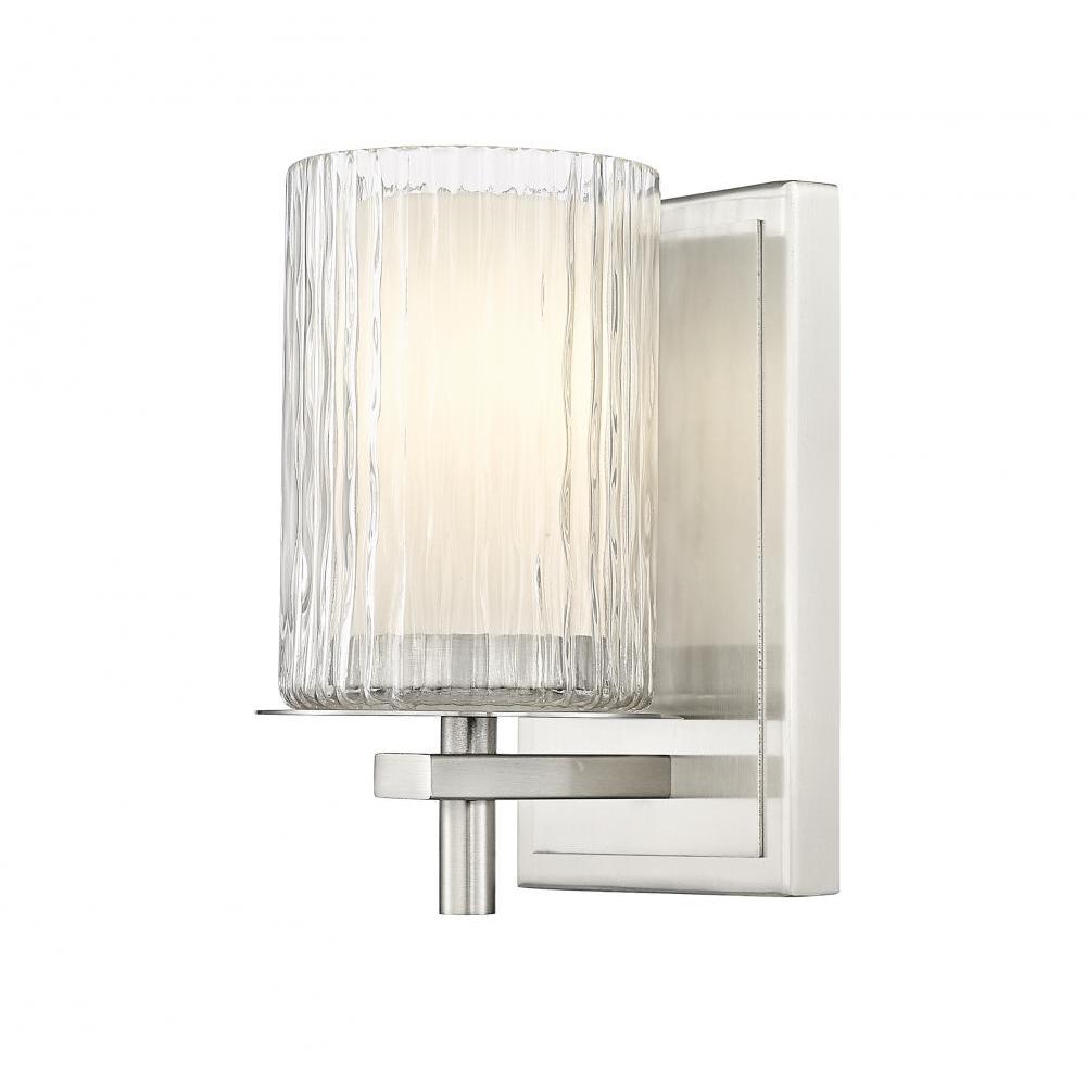 1 Light Wall Sconce-Clear + Etched Opal